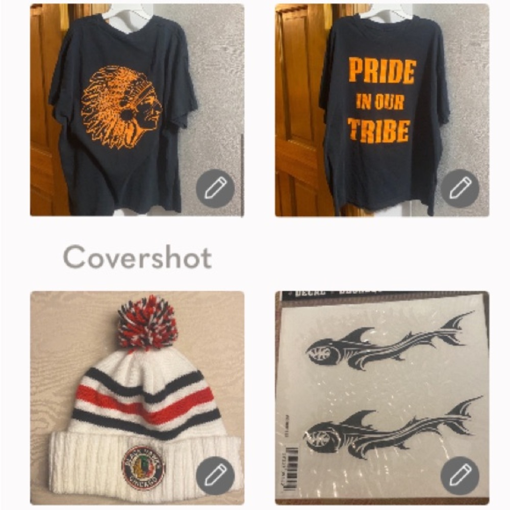 NEW Chicago Blackhawks Hat XL+Native American Tee L+NIP🦈decals